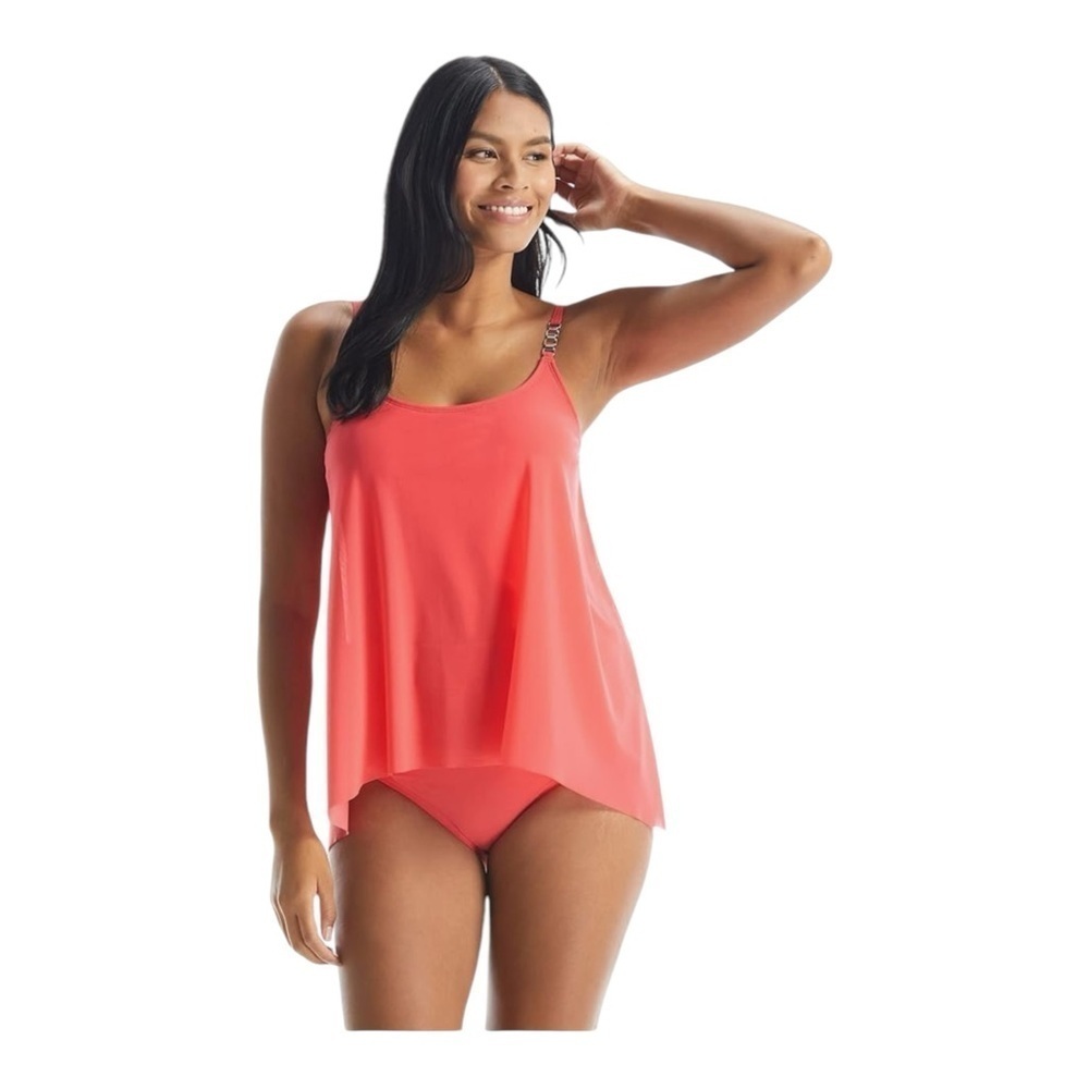 Coco Reef Current Bra Sized Mesh Layer Underwire Tankini Top - Papaya NWT
